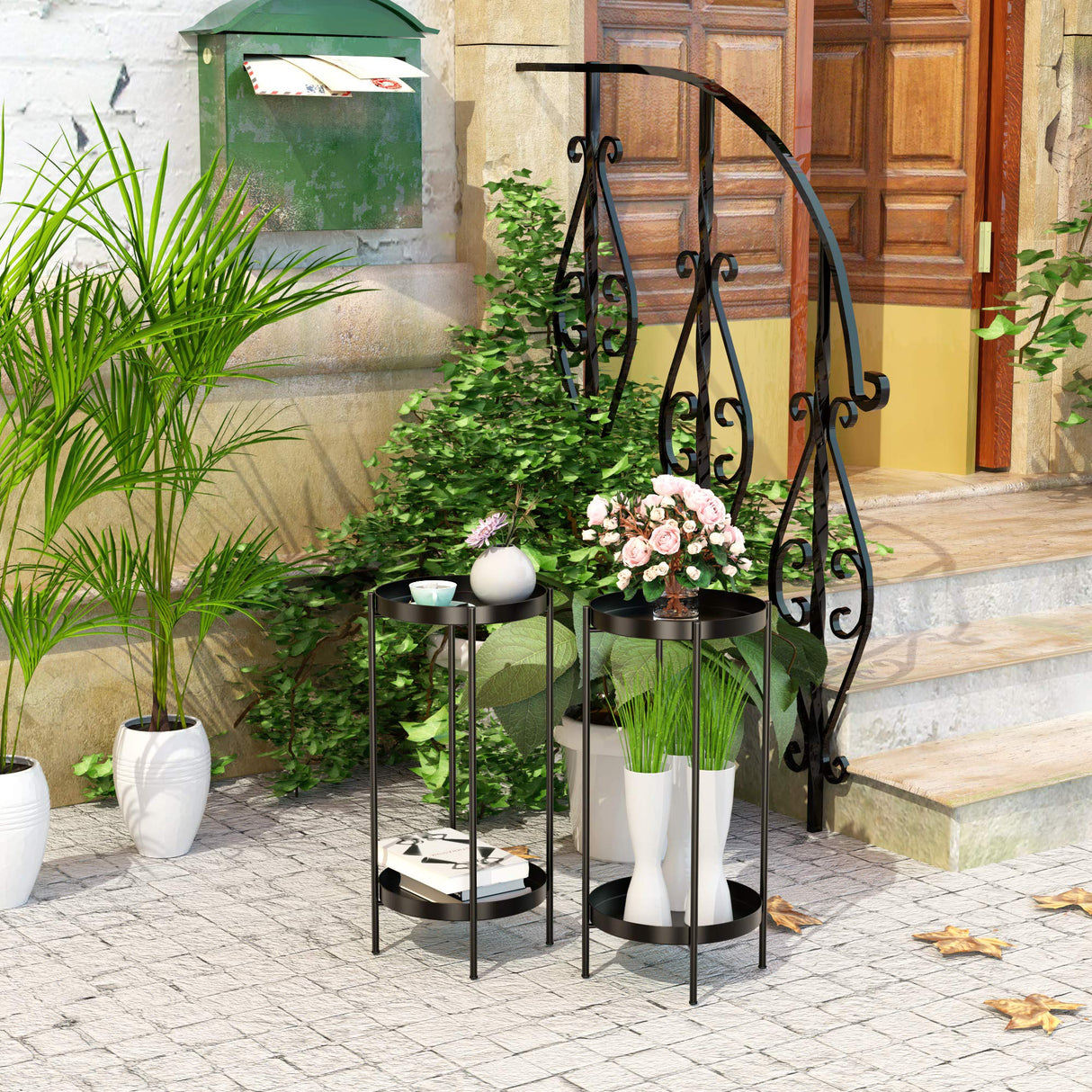 Metal Bloom 2-Tier Indoor & Outdoor Plant Stand