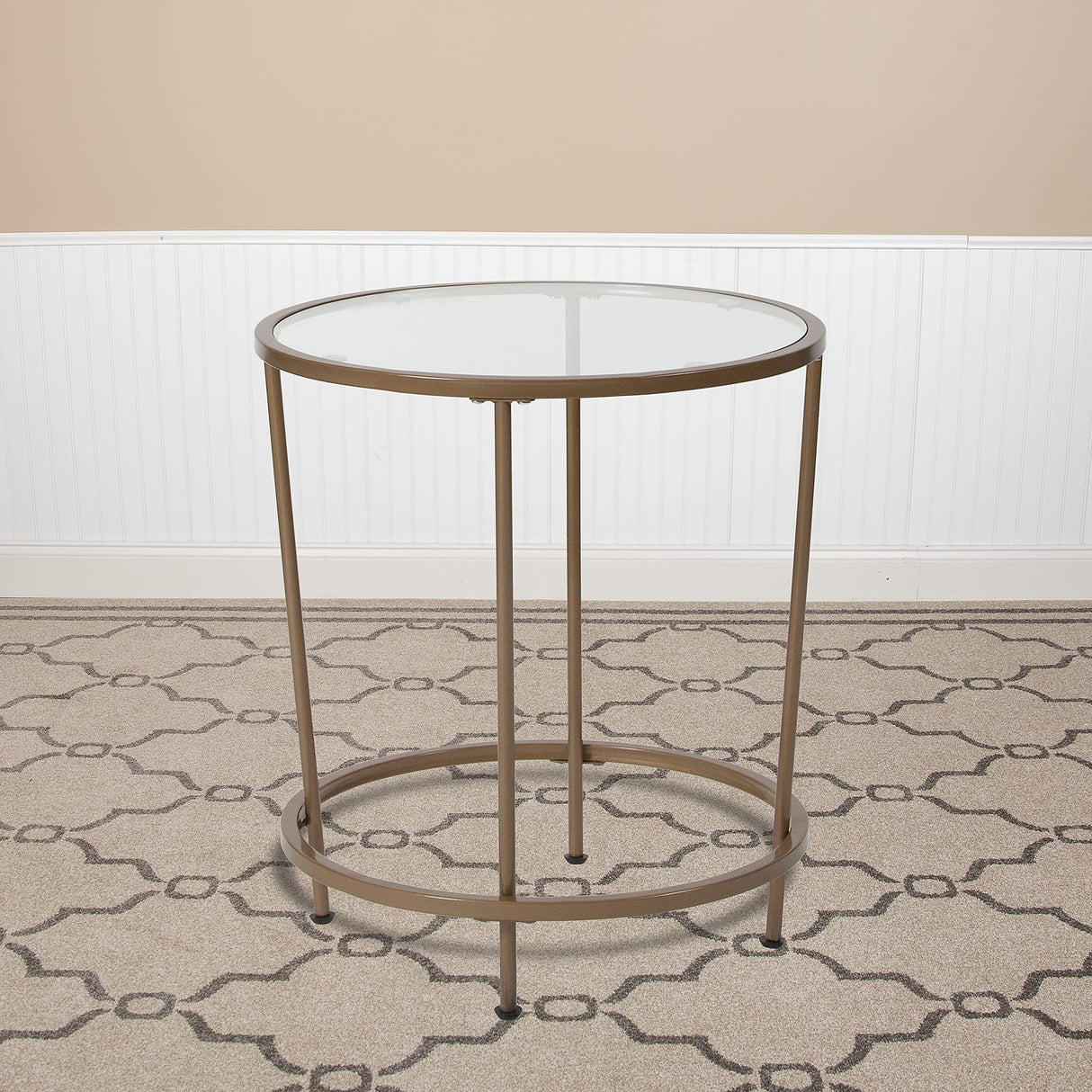 Astoria Collection Round End Table - Modern Clear Glass End Table