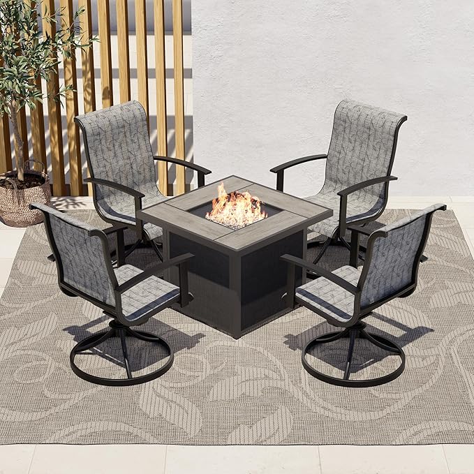 5-Piece Outdoor Furniture Conversation Sets with 32 Inch CSA Approved 40000 BTU Heat