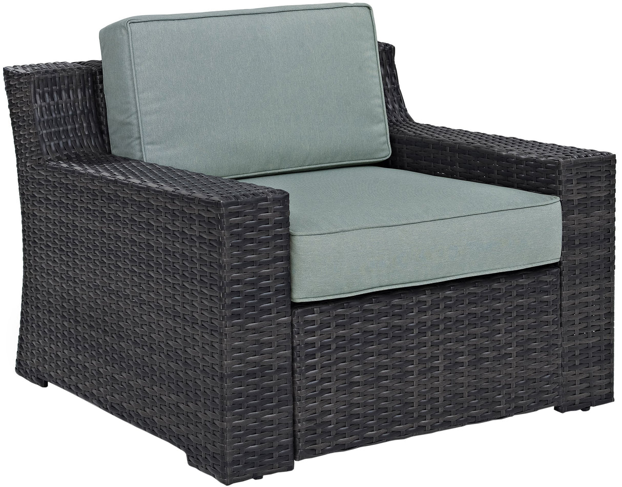 Furniture Beaufort Beaufort Outdoor Chair, Wicker Patio Chairs for Porch, Deck, Balcony, Backyard, Brown with Mist Cushions
