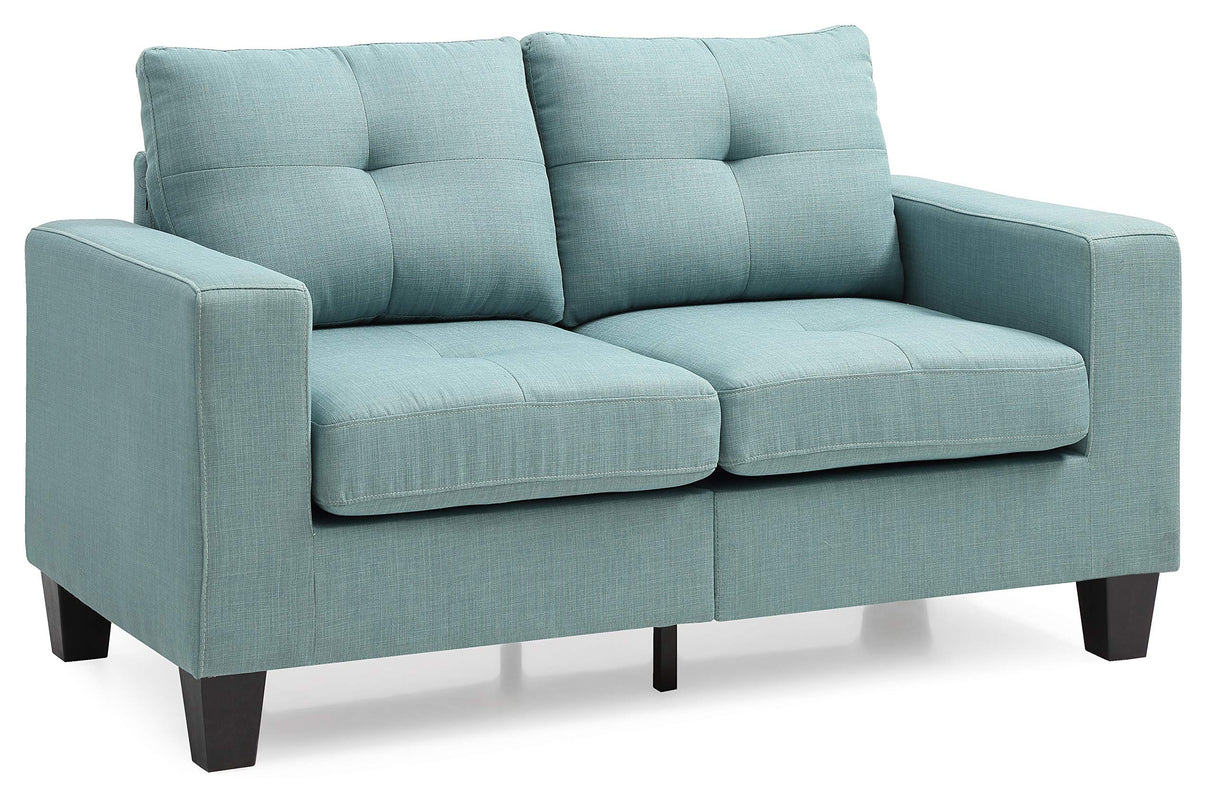 Newbury Living Room Furniture, 36" H x 58" W x 32" D, Teal