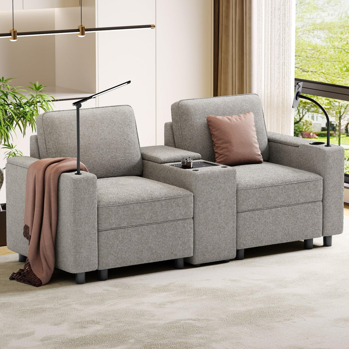 SmartLuxe – Power Reclining Home Theater Sofa with Bluetooth, Storage & Cup Holders