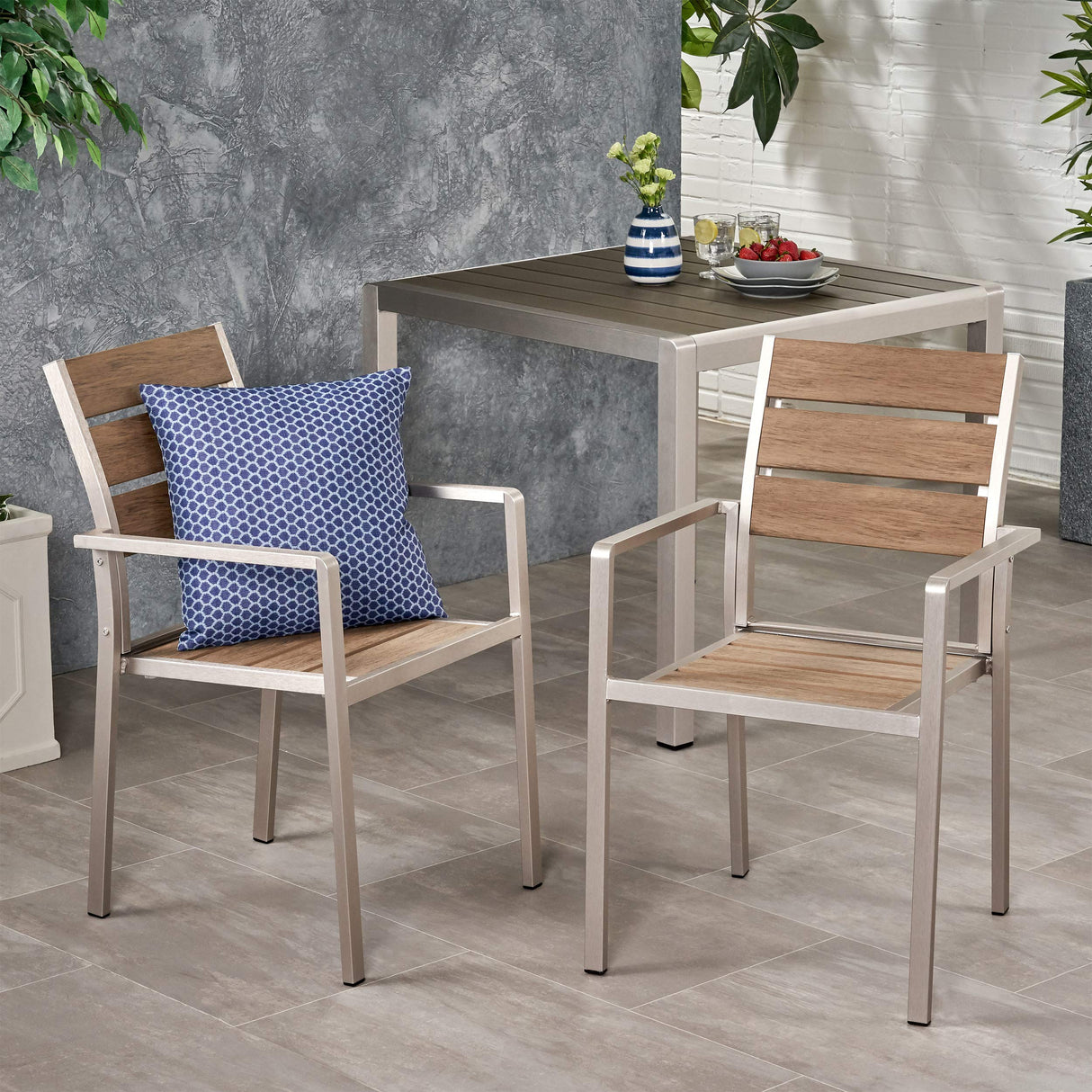 Great Deal Furniture Belle Outdoor Modern Aluminum Dining Chair