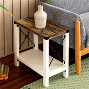 Farmhouse End Table for Small Spaces, Set of 2,Narrow Side End Table with Storage Shelf,