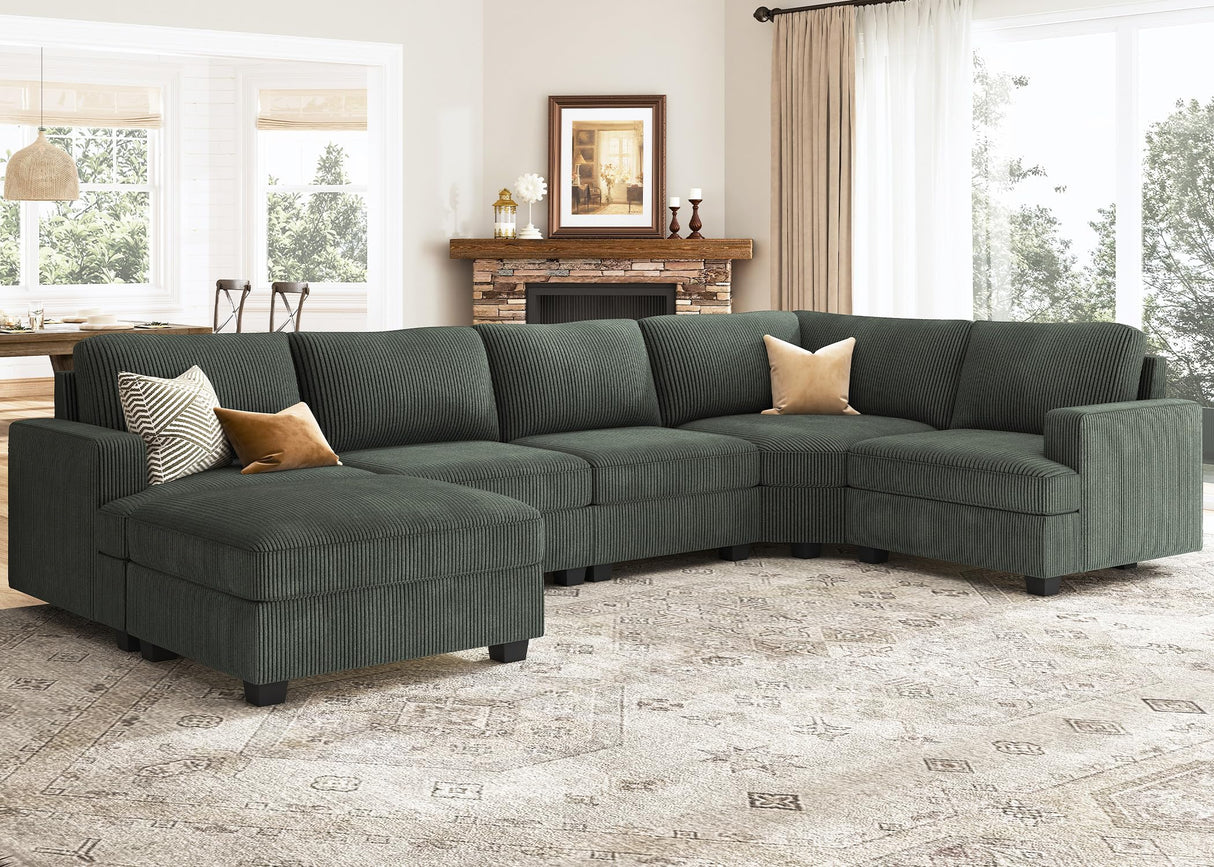 Sofa with Storage Ottoman, U Shape Sectional Couch with Chaise