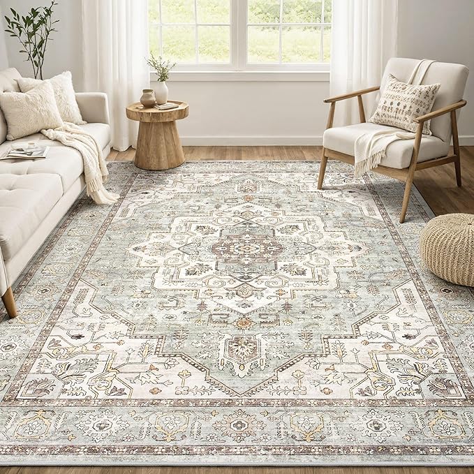 Oushak Home Traditional Charcoal 5'5" x 7'3" Area -Rug, Easy -Cleaning, Non Sheddin