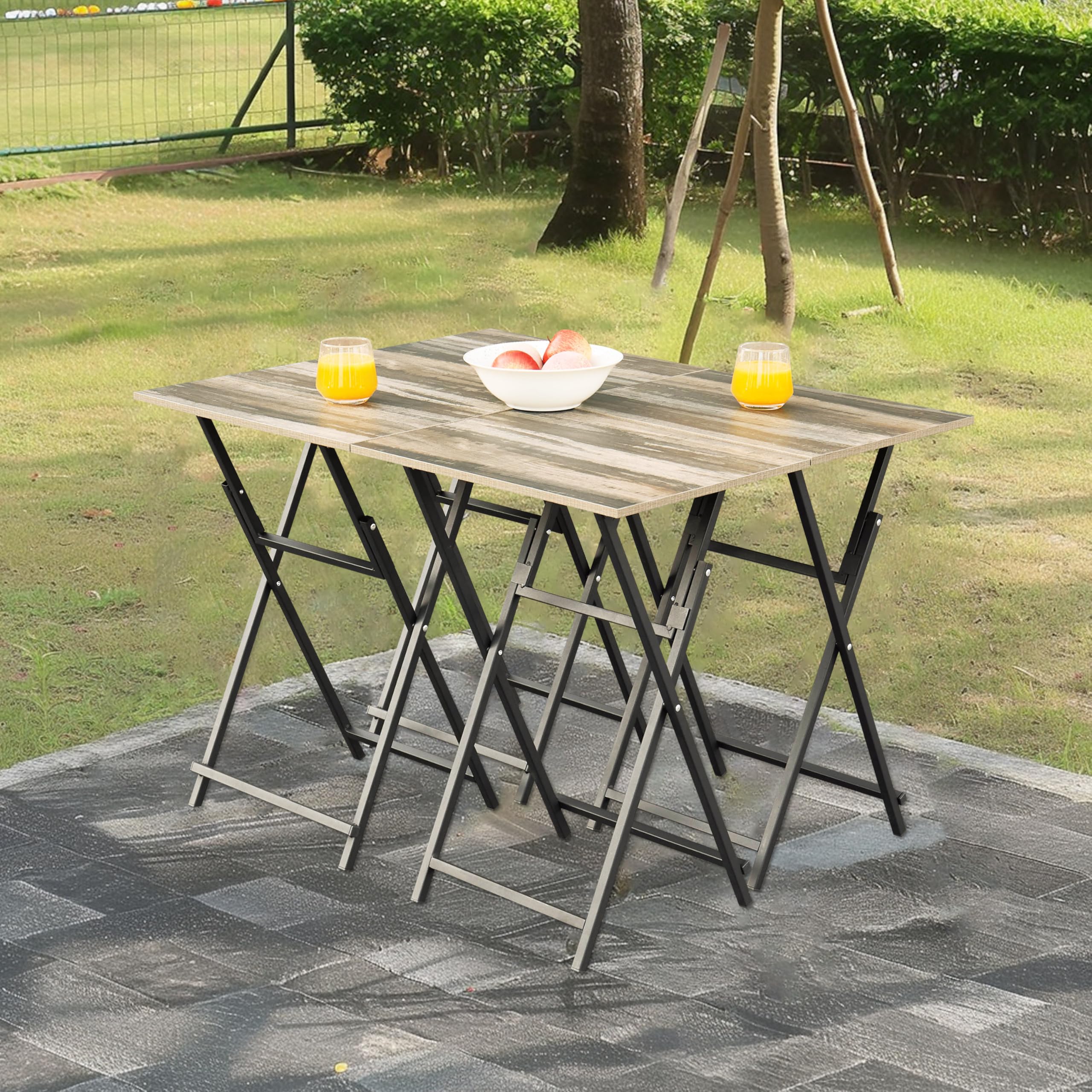 TableTide 4-Piece Folding Snack & TV Tray Set with Stand