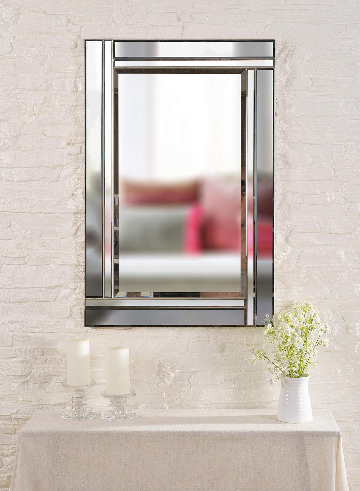 Mirror with Beveled Smoke and Plain Mirror Frame