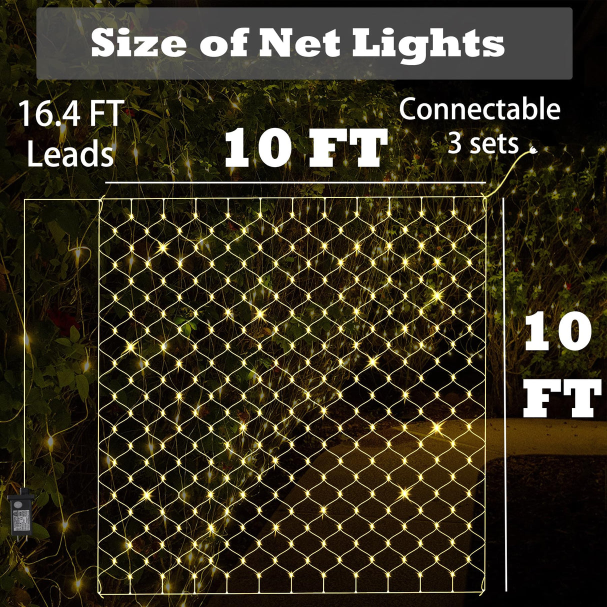 Net Lights Outdoor, 270 LED Gazebo Net Lights, 10×10 FT Connectable Fairy Lights