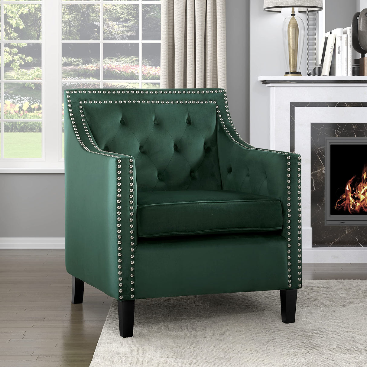 Portola Velvet Accent Chair, Green