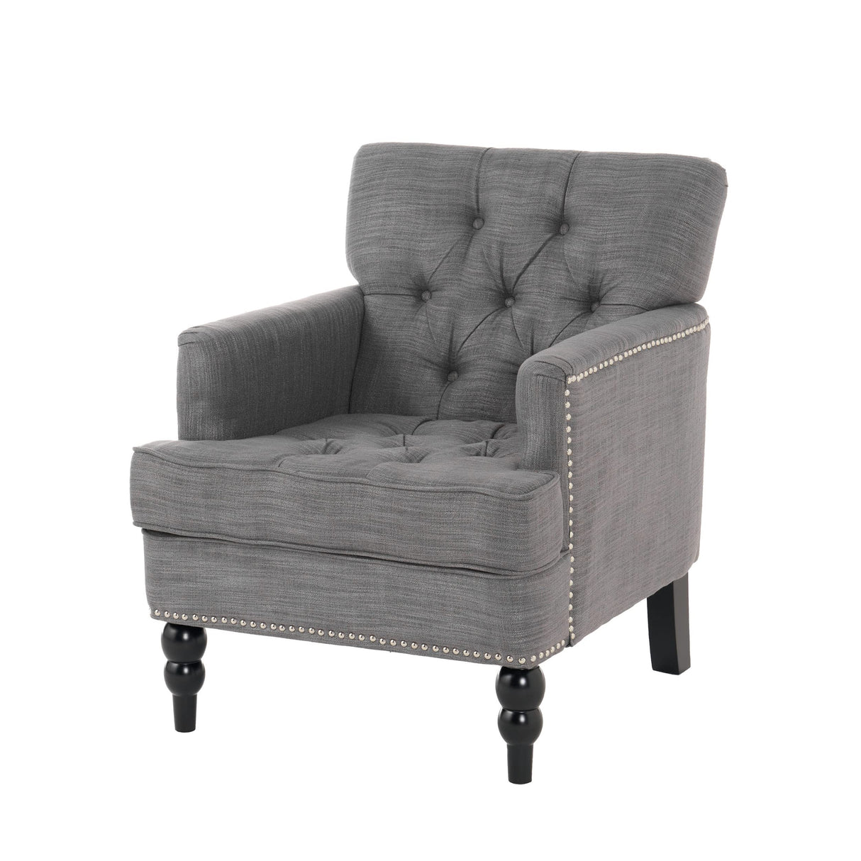 Knight Home Malone Club Chair, Charcoal Grey 28D x 29.5W x 33.5H Inch