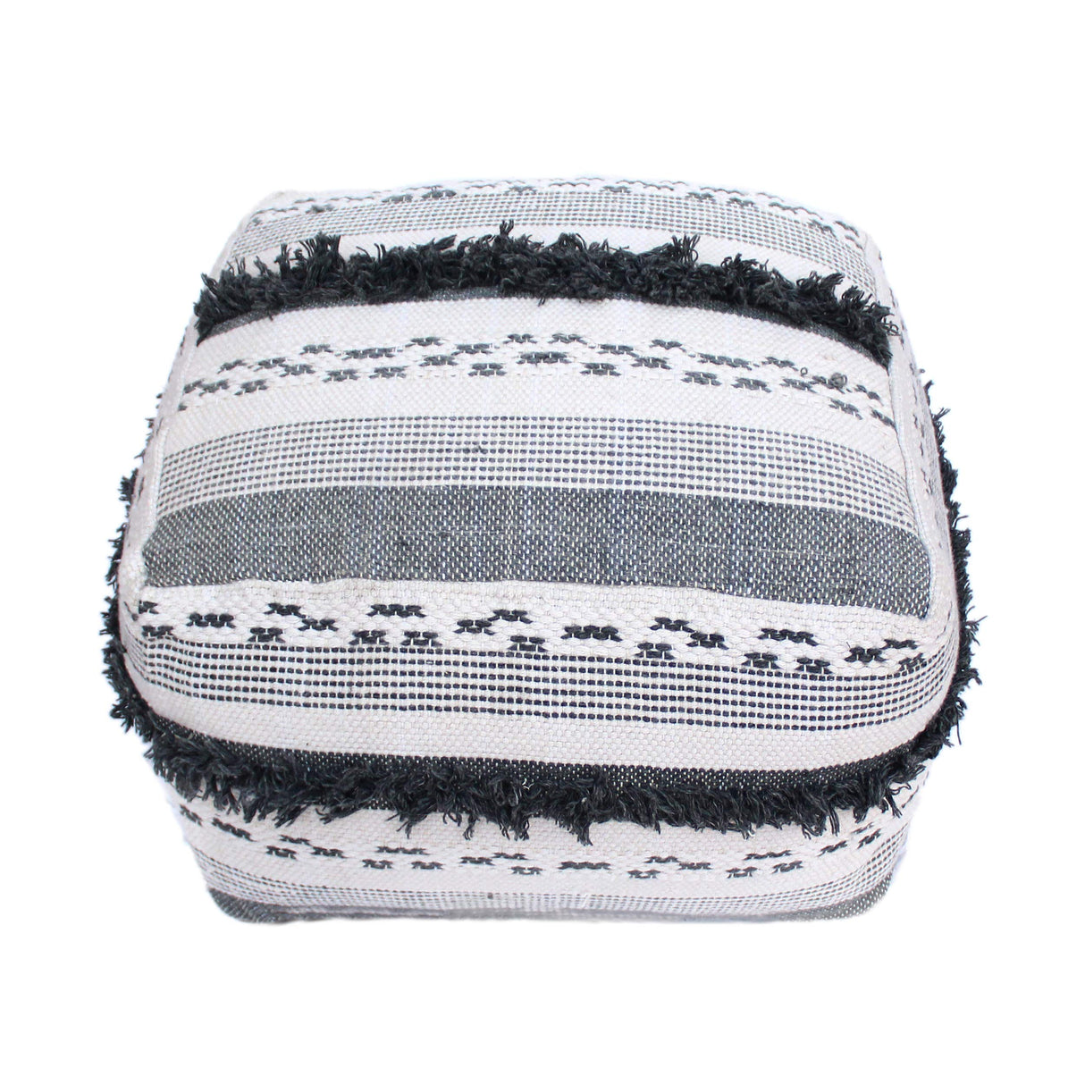 Contemporary Faux Yarn Pouf Ottoman Foot Stool - Bean Bag Floor Chair - Foot Rest
