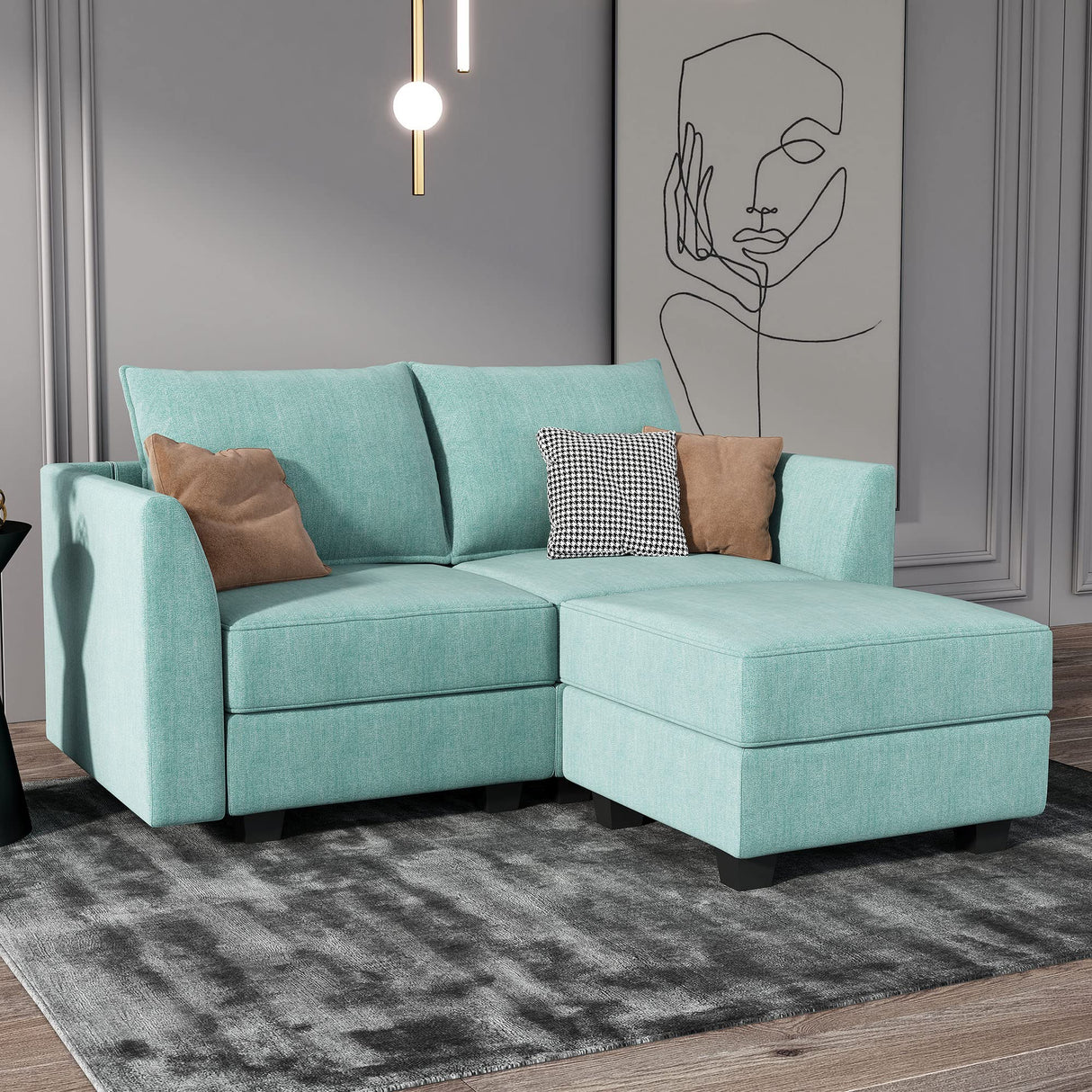 Modular Sectional Sofa 2 Seater Couch with Chaise L Shaped Modular Sofa