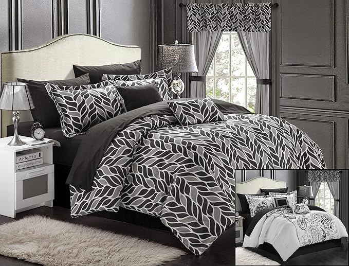 20-Piece Comforter Reversible Paisley Print Complete Bed in a Bag with Sheet Set,