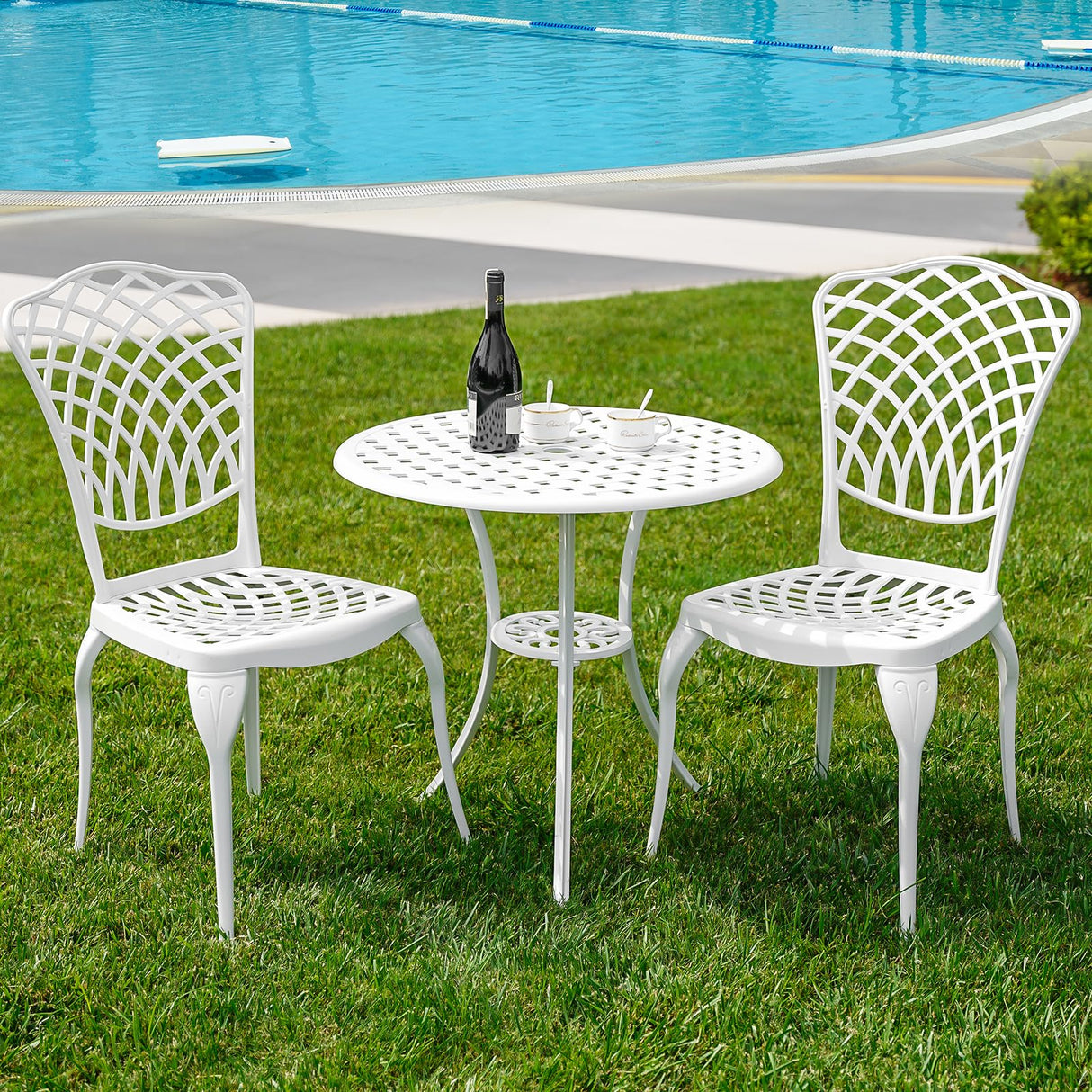 3 Piece Outdoor Bistro Set, Cast Aluminum Outdoor Bistro Table