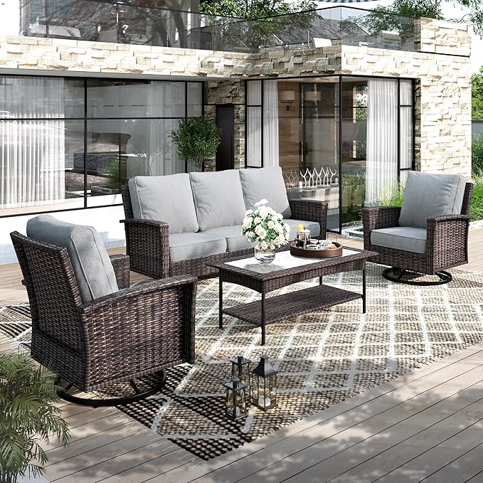 Patio Furniture Conversation Set, Outdooor Sectional, High Back Outdoor Wicker Seating Furniture