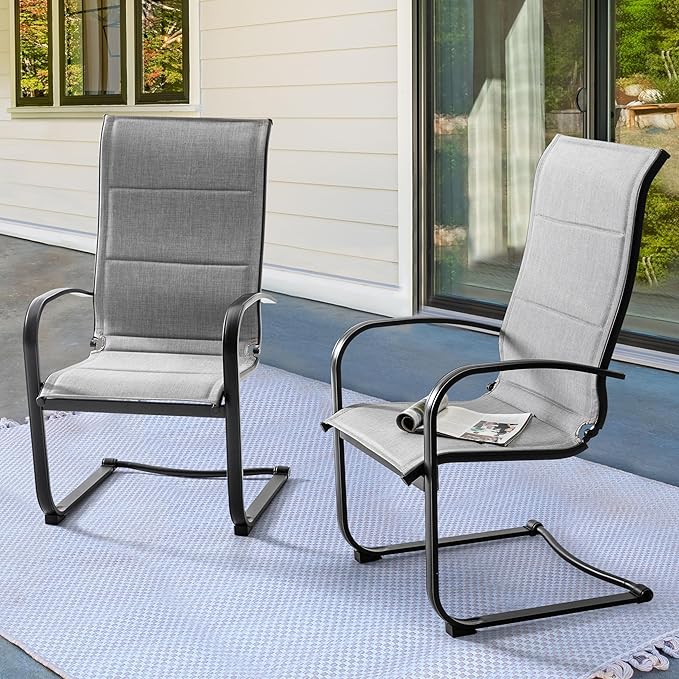 Patio Dining Chairs Set of 2, All Weather Outdoor Padded Textilene Patio Chairs