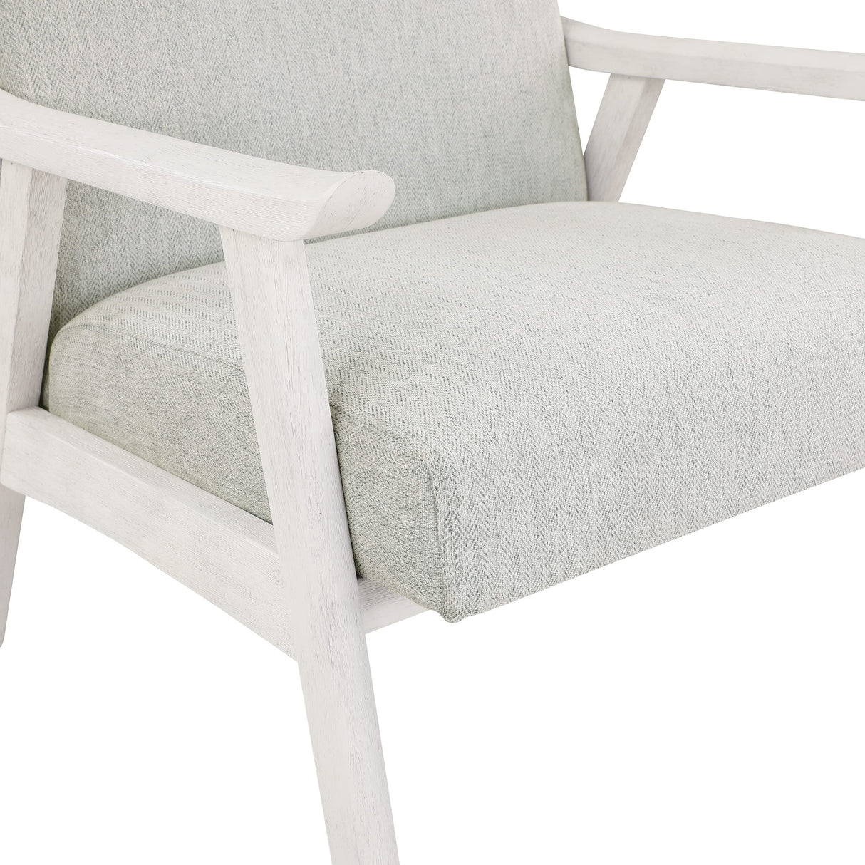 Home Furnishings Weldon Mid-Century Modern Armchair, Smoke Fabric with Antique White Finished Frame