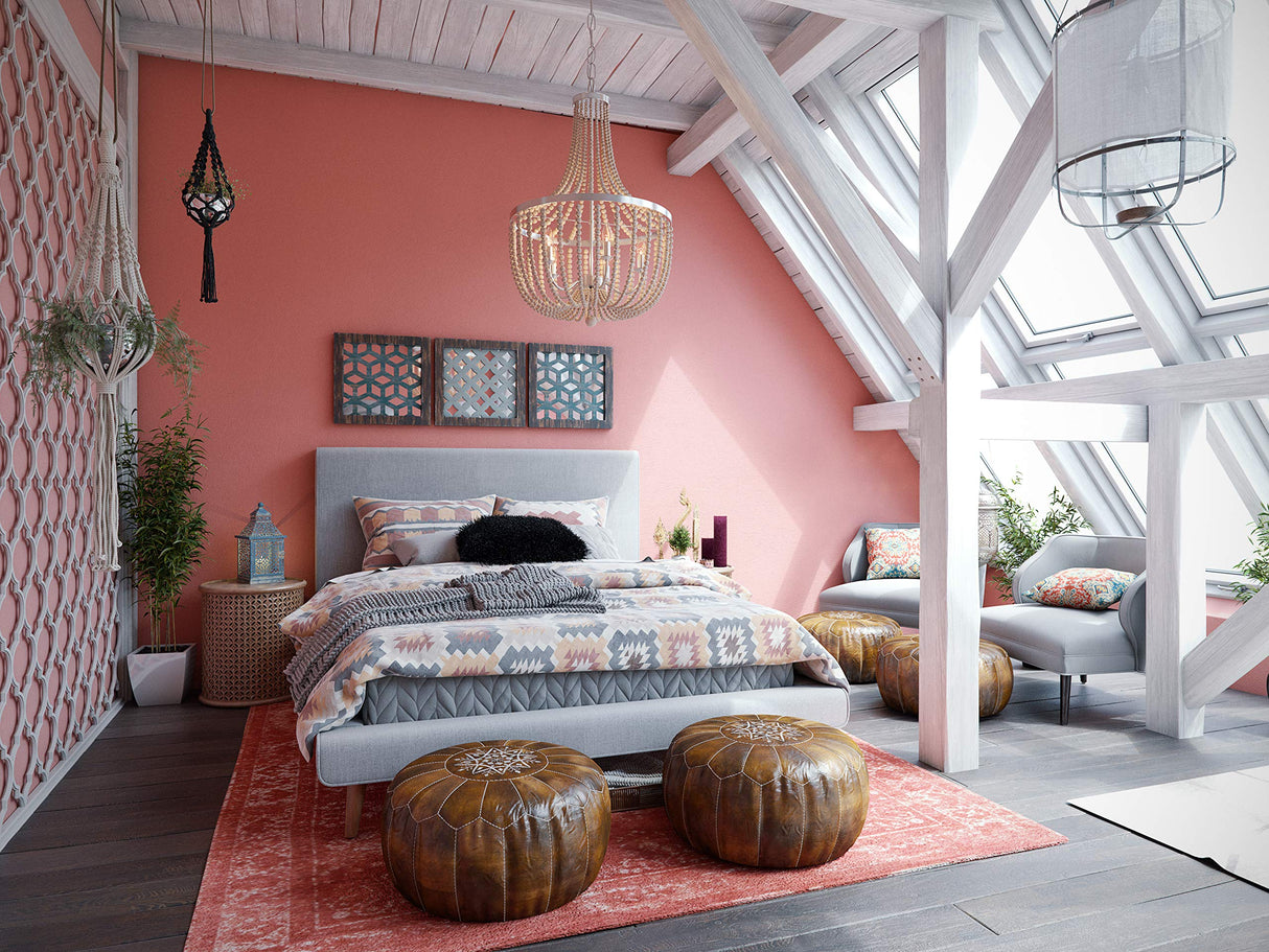 93132BS Dumas 5 Light Wood Bead Chandelier with White Finish, Casual Style, 32" Height