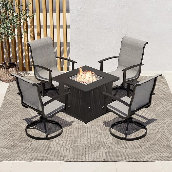 5-Piece Outdoor Furniture Conversation Sets with 32 Inch CSA Approved 40000 BTU Heat