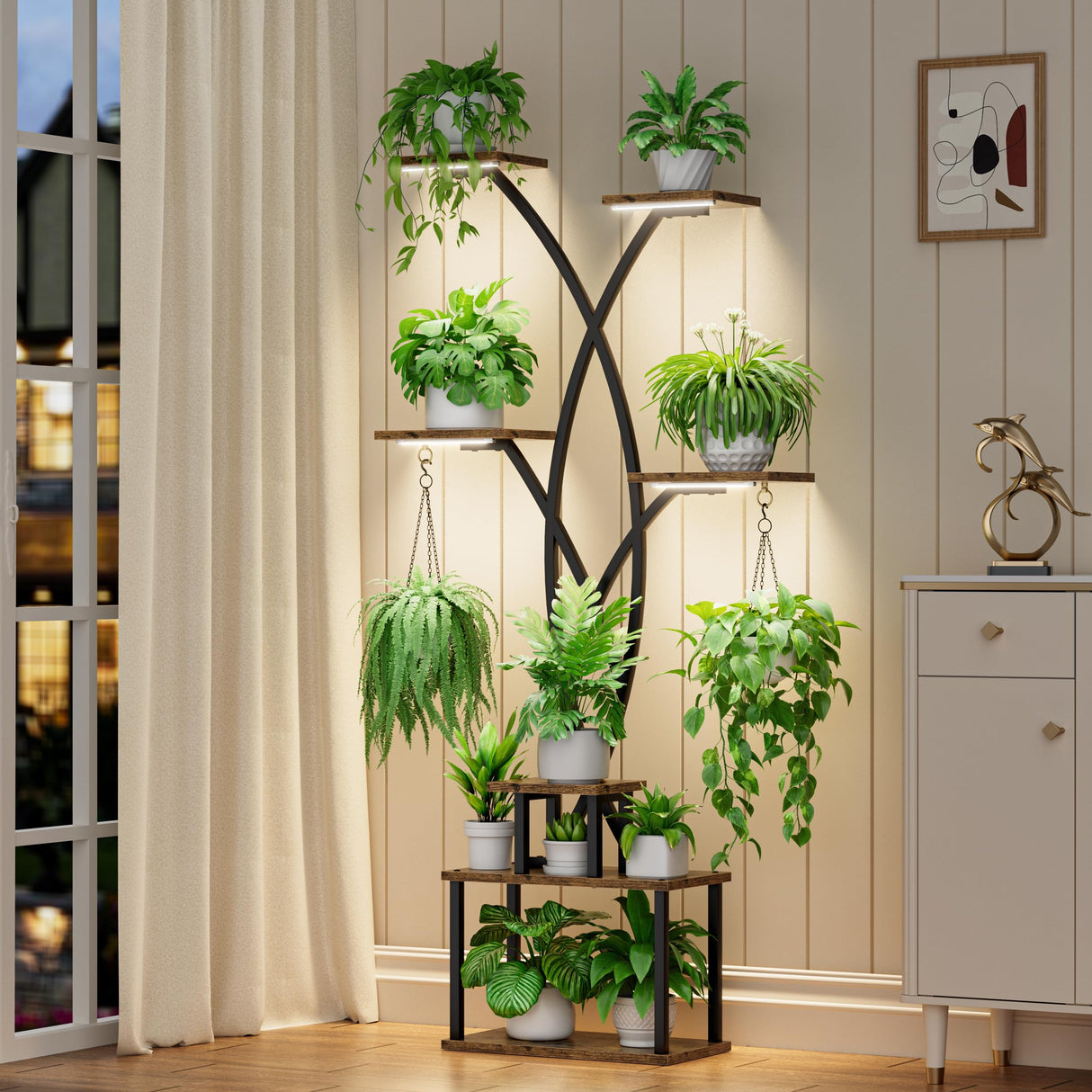 ArborGlow 66" Tree Shaped 7-Tier Plant Stand with Grow Lights