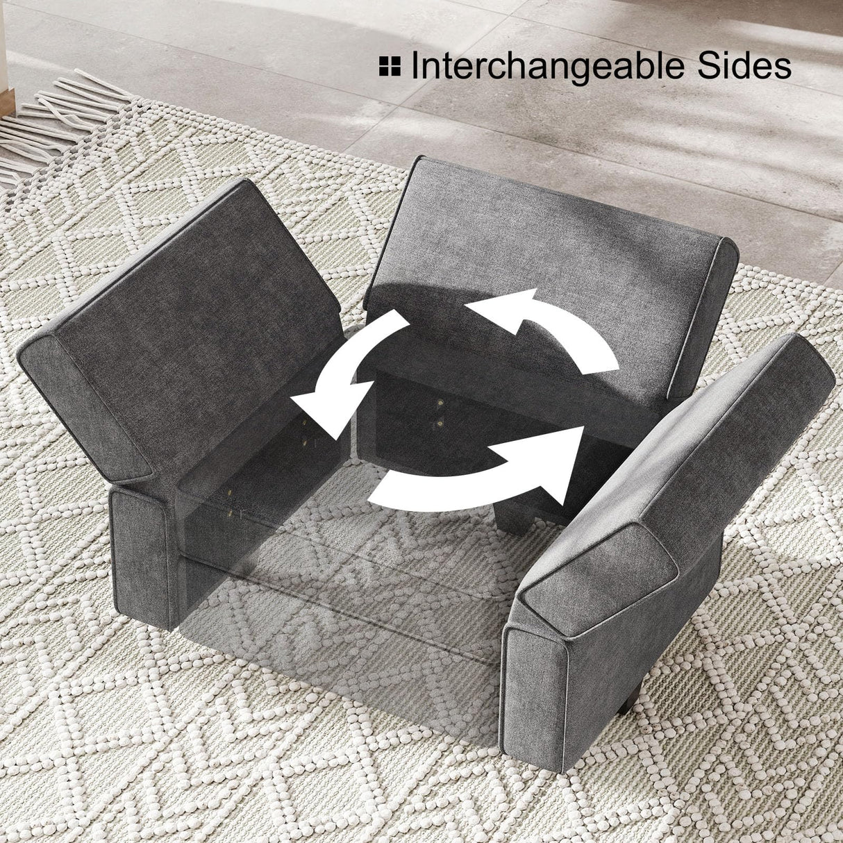 Belffin Modular Sectional Sofa Fabric U Shaped Couch Double Chaise Sectional Couch Convertible Ottoman Sofa with Storage Dark Grey