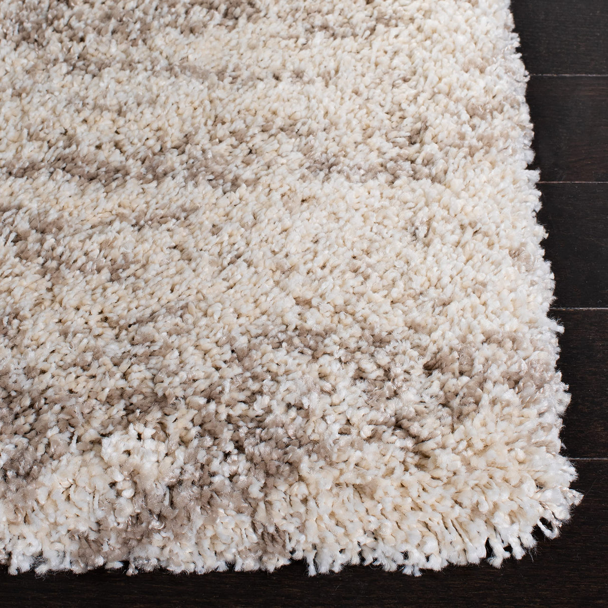 Hudson Shag Area Rug 6' x 9' - Ivory & Beige Modern Non-Shedding Plush Carpet