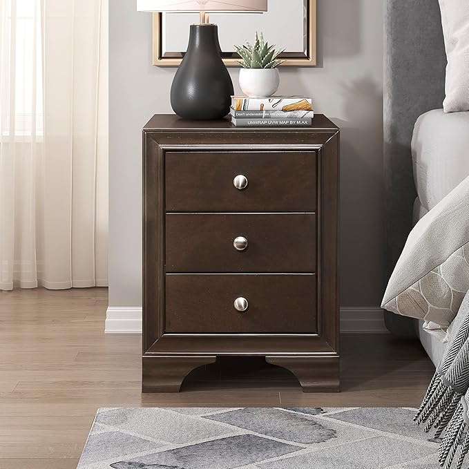 3-Drawer Nightstand, White