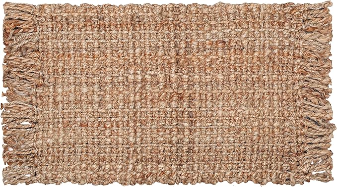 Hand Woven Jute Runner Rug 22"x72" - Natural, Reversible Farmhouse Boho Rustic