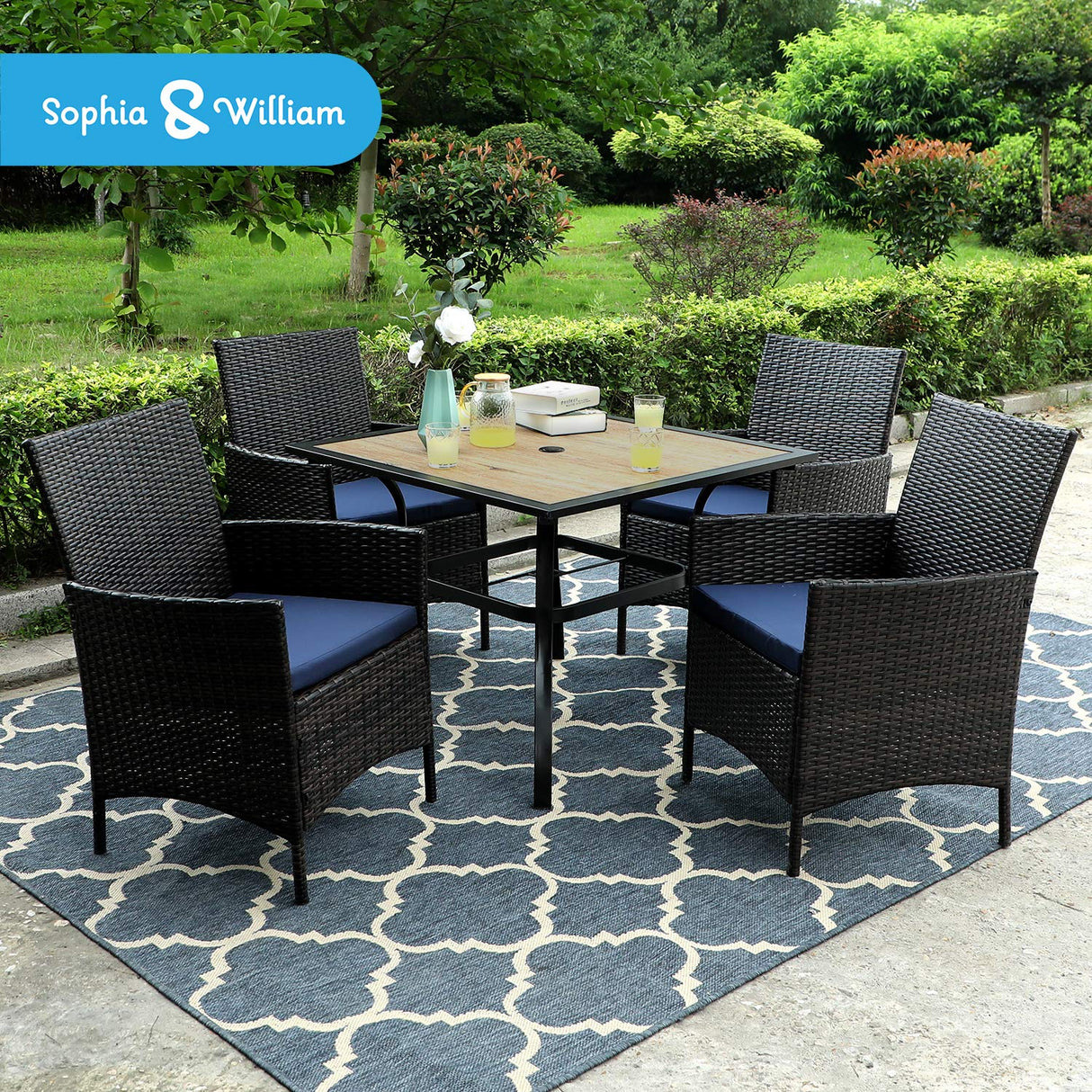 Patio Table and Chairs Set for 4, 5 Pieces Outdoor Dining Set