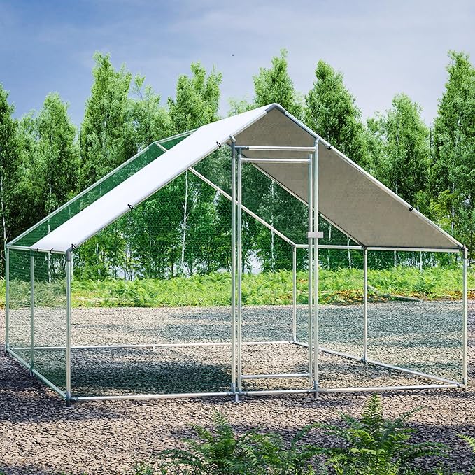 SafeSpire Metal Chicken Coop – Spire Roof, PVC Wire Mesh & Waterproof Cover