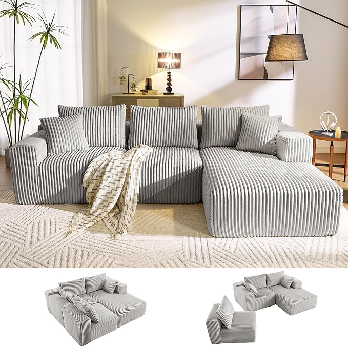 Modular Sectional Sofa with L-Shape Chaise, Cloud Sofa Living Room Bedroom Upholstered