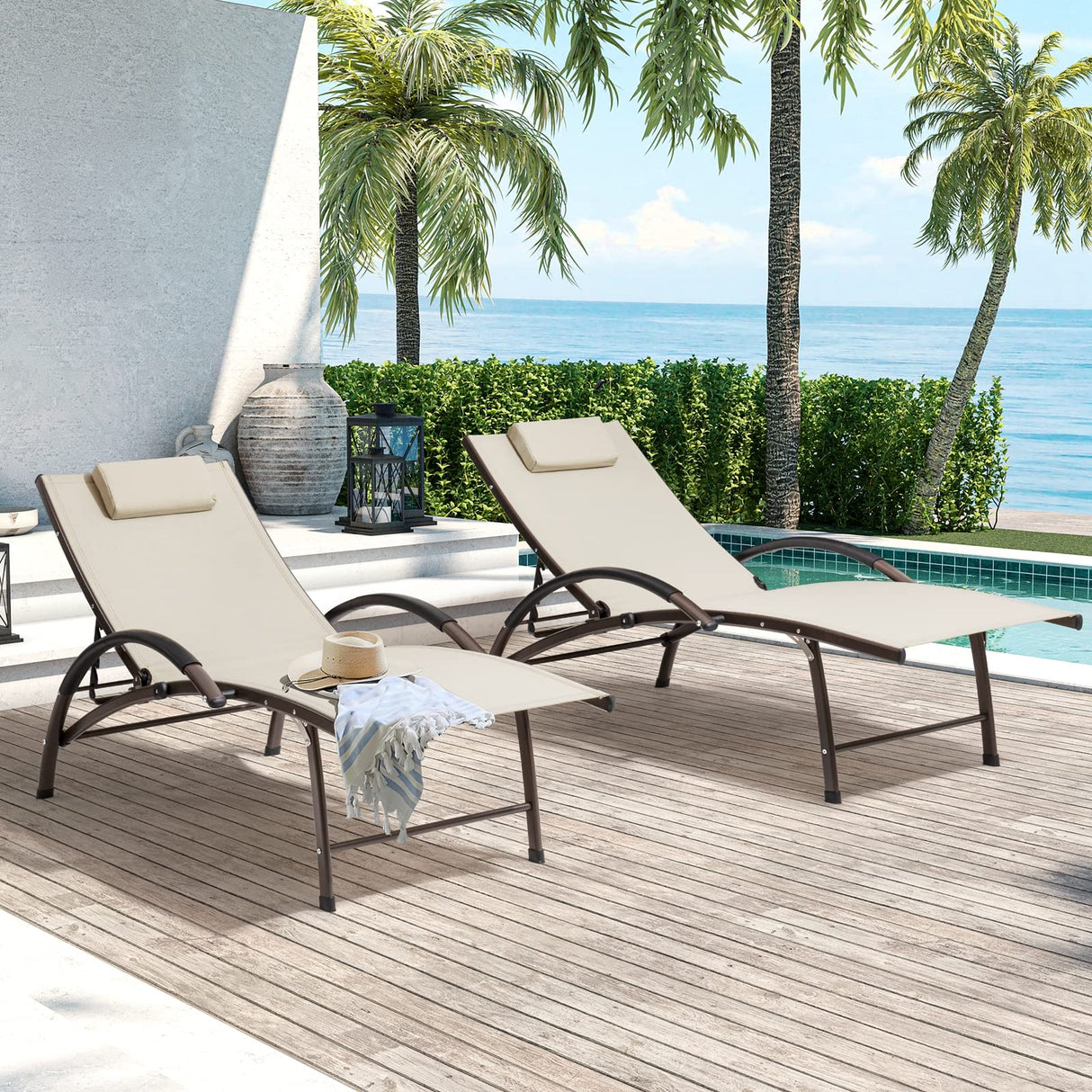 Chaise Lounge Chair Outdoor Set of 2 - Pool Lounge Chair