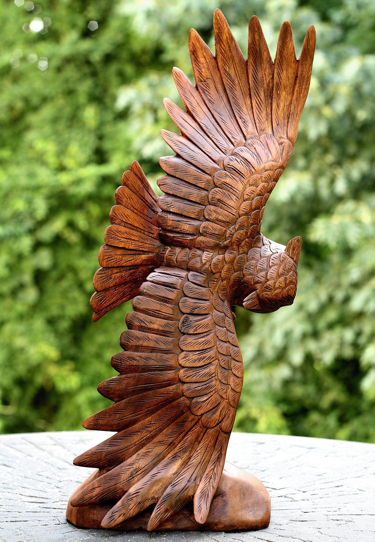 Extra Large Huge 20" Hand Carved Flying Wooden Owl Statue Figurine