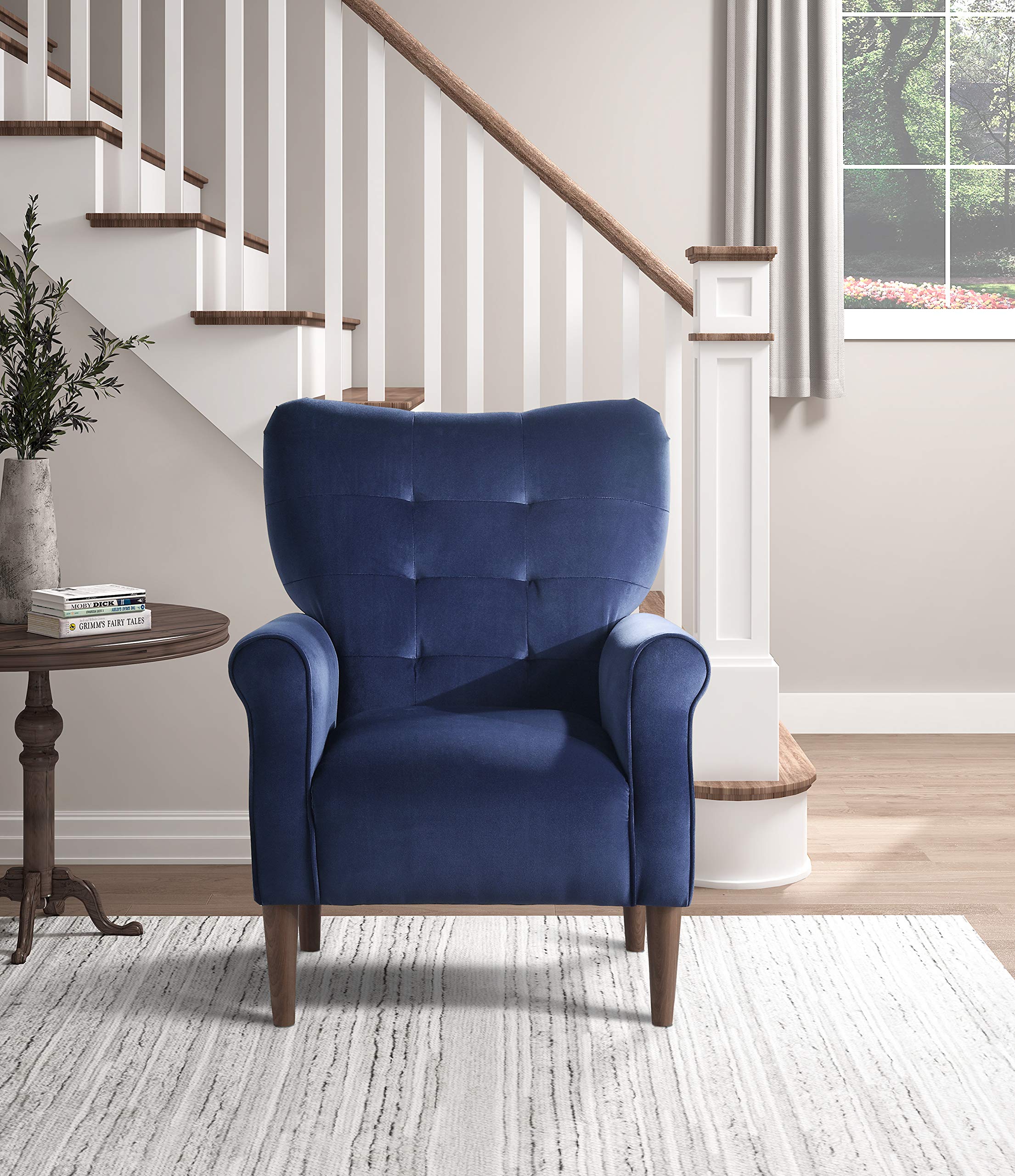 Braylee Velvet Accent Chair, Blue