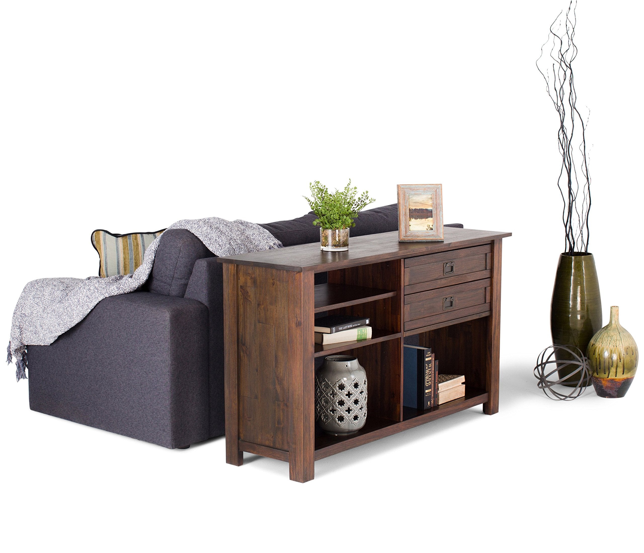 Monroe SOLID WOOD 52 inch Wide Rustic Contemporary Console Sofa Entryway