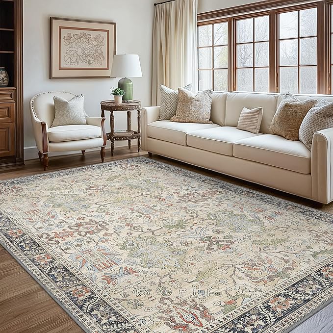 8x10 Area Rugs for Living Room, Machine Washable Rug Lightweight Low Pile