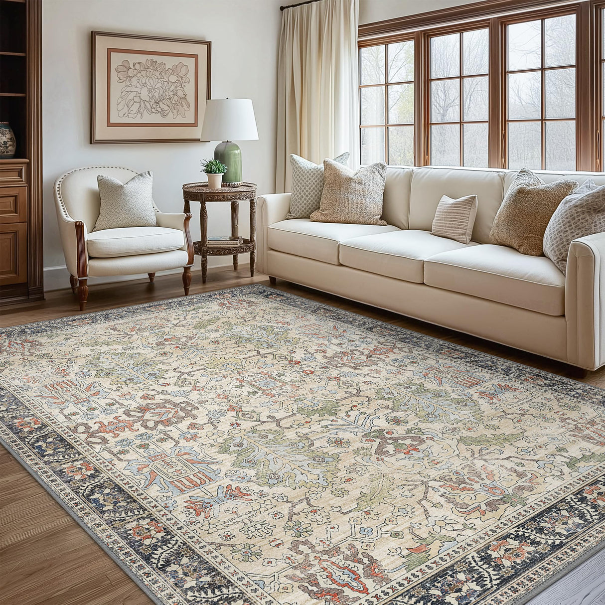 8x10 Area Rugs for Living Room, Machine Washable Rug Lightweight Low Pile