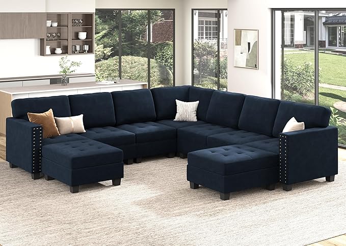 4-in-1 Convertible Sleeper Sectional Sofa with Adjustable Backrest – 7/8/9 Seaters