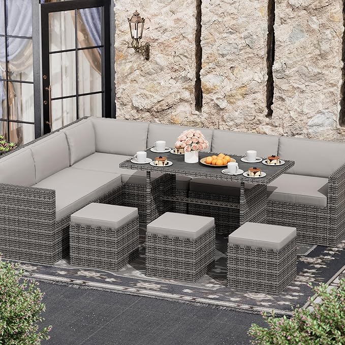 7 Piece Patio Furniture Set, Outdoor Furniture Patio Sectional Sofa