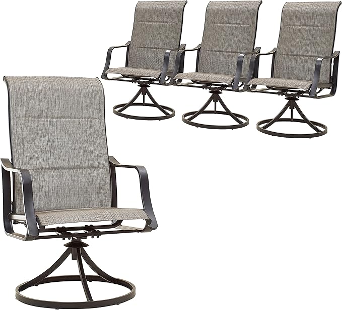 HOME Patio Dining Swivel Chairs Set of 4 Textilene High Back Outdoor Bistro Furniture