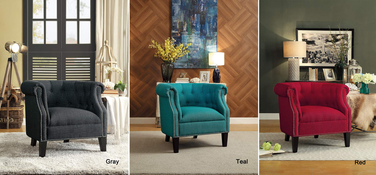 Fabric Barrel Accent Chair, Teal (1220F3S)