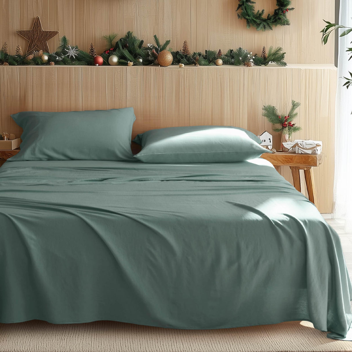 Cooling Sheets for Queen Size Bed, 4 Pcs Blend of Rayon Derived from Bamboo