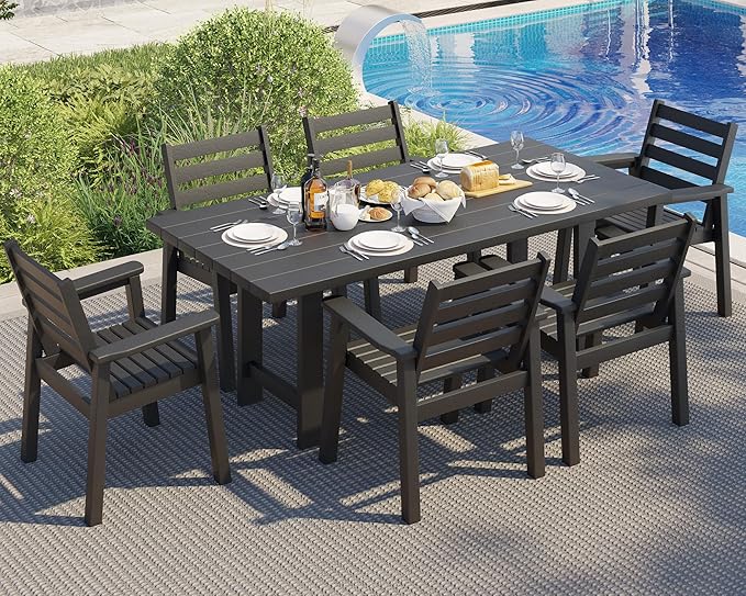 5 PCS Outdoor Dining Set with 4 Chairs, 36.8'' HDPE Outdoor Table and Chairs