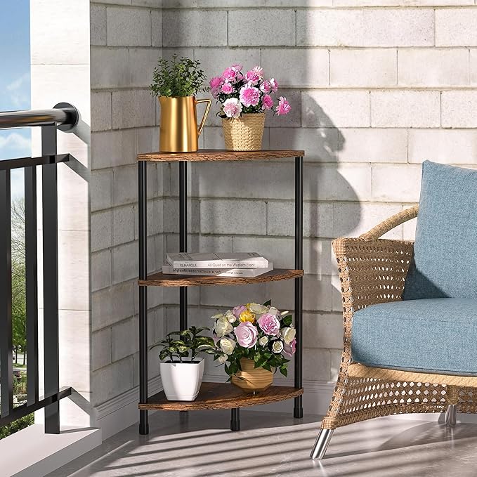 Corner Plant Stand Shelf, 5 Tier Tall Shelf Plant Stand for Indoor Plants, Rustic Brown