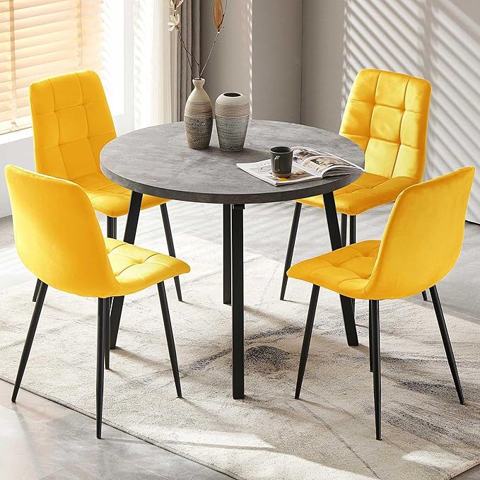 Green Velvet Dining Chairs Set of 4 with Metal Legs