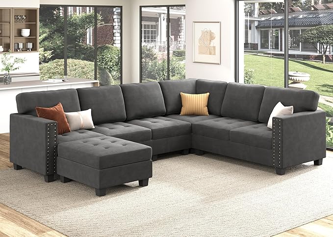 4-in-1 Convertible Sleeper Sectional Sofa with Adjustable Backrest – 7/8/9 Seaters