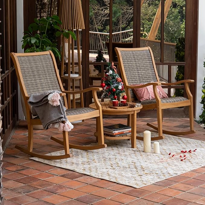 Auburn Outdoor Conversation Set, Natural Teak