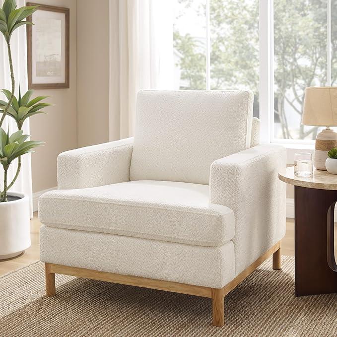 Oversized Accent Chair, Mid Century Modern Upholstered Armchair for Living Room