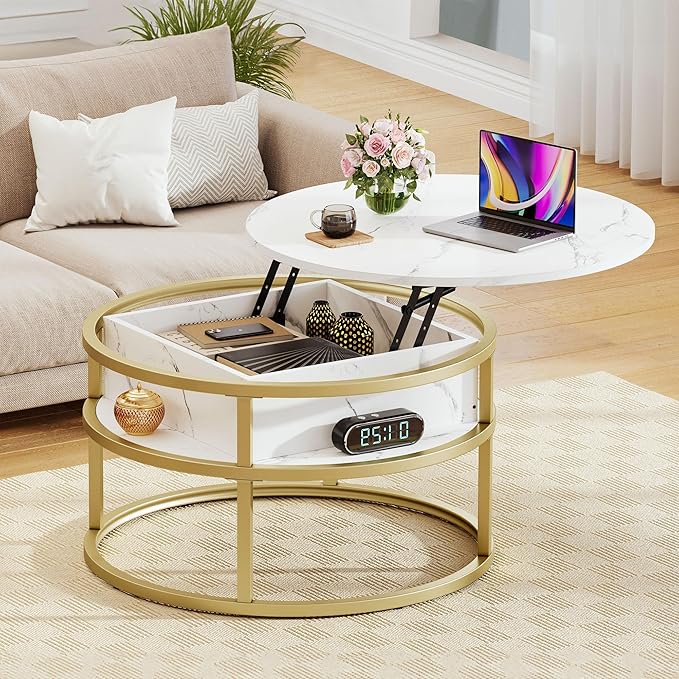 Coffee Tables for Living Room, Round Coffee Table, Lift Top Coffee Table